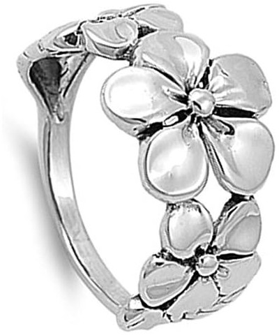 Sterling Silver Women's Plumeria Fashion Ring Beautiful 925 Band 12mm Sizes 3-14 $12.77 Rings