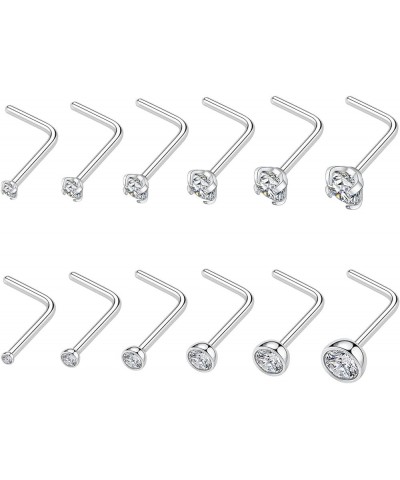 12Pcs Nose Rings 20G Nose Studs Nose Ring Nose Screw 316L Surgical Steel Nose Piercing Jewelry Nostril Tragus Cartilage Helix...