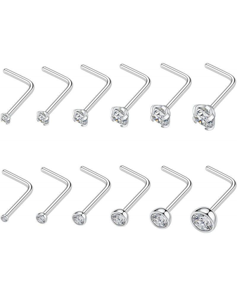 12Pcs Nose Rings 20G Nose Studs Nose Ring Nose Screw 316L Surgical Steel Nose Piercing Jewelry Nostril Tragus Cartilage Helix...