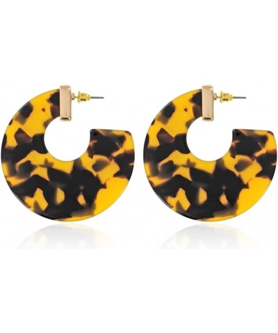 Multi Color Acetate Hoop Earrings - Mottled Resin Geometric Statement Hoops Leopard Oval, Animal Tortoise Marbled Disc Acryli...