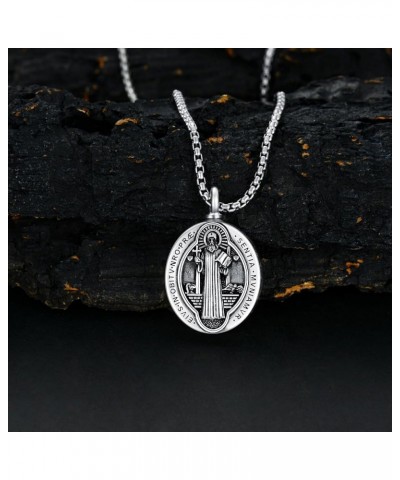 S925 Sterling Silver Saint Necklace St Michael/St Christopher/St Benedict/Virgin Mary/St Joseph/Jesus/St Patrick/St Francis/S...