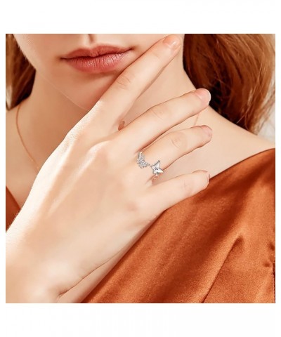 Silver Butterfly Stackable Initial Ring Capital Letter Rings Jewelry Gifts for Women Girls Teen R $11.27 Rings