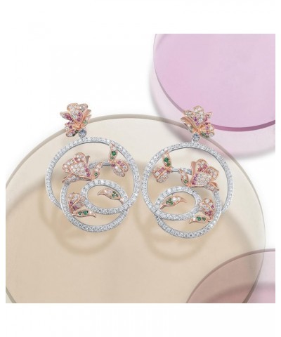 925 Sterling Silver Gemstone Plant Stud Earrings for Women Lotus-Pink $29.25 Earrings