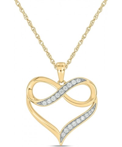 Cali Trove, 1/4 & 1/20 cttw options of Diamond Infinity Heart Pendant Necklace for Women in 10k Yellow, Rose or White Gold, W...