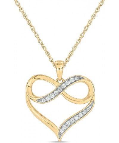 Cali Trove, 1/4 & 1/20 cttw options of Diamond Infinity Heart Pendant Necklace for Women in 10k Yellow, Rose or White Gold, W...