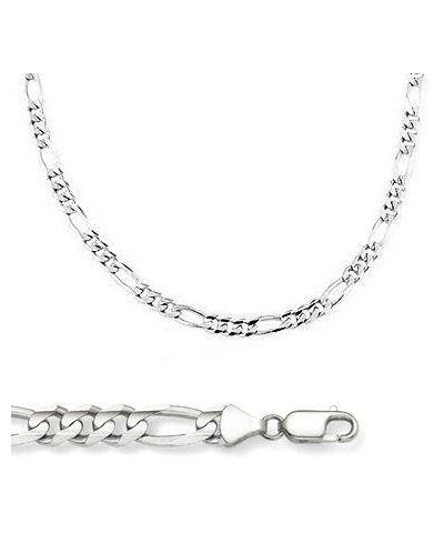 14k Solid White Gold Figaro Link Bracelet 3.2mm 7 $91.20 Bracelets