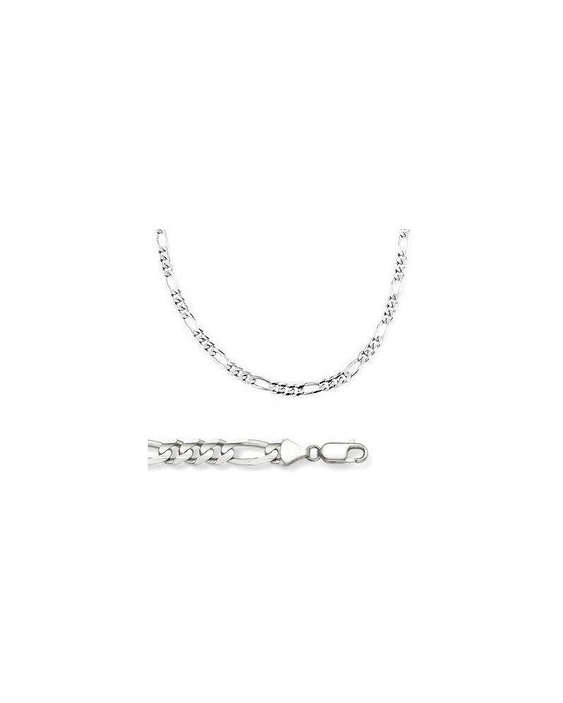 14k Solid White Gold Figaro Link Bracelet 3.2mm 7 $91.20 Bracelets