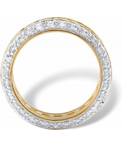 PalmBeach Jewelry Platinum-Plated or Yellow Gold-Plated Sterling Silver Princess Cut and Round Cubic Zirconia Eternity Ring 1...