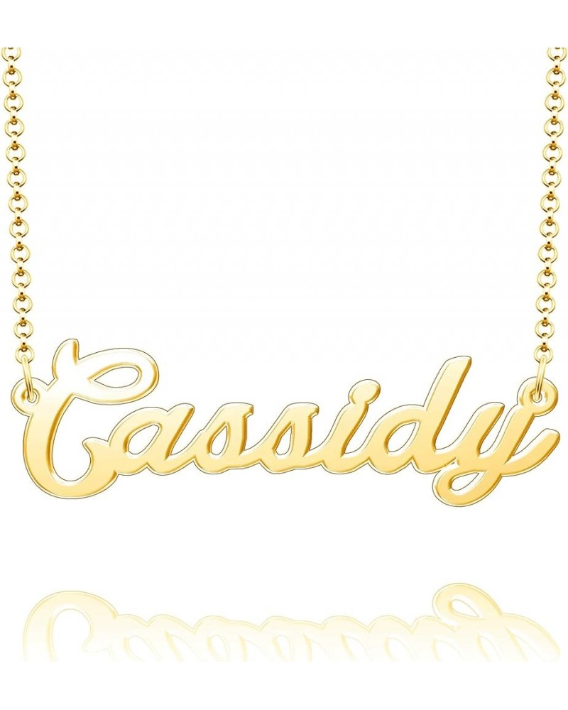 Sterling Silver Pendant Customized Plate Personalized Name Necklace Gift for Women Couple Cassidy Gold $10.49 Necklaces