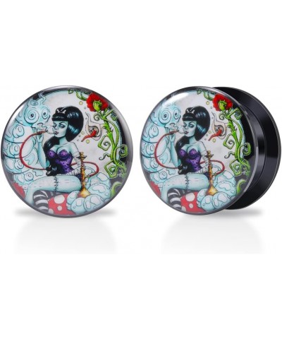 1 Pair Acrylic Solid Screw On Ear Plugs Tunnels Santa Muerte Death Goodness Resin Allergy Free Stretcher For Women Men Body P...