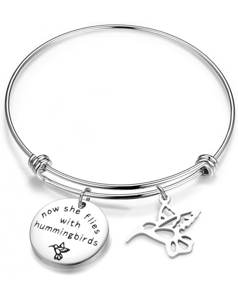 Now She Flies With Hummingbirds Brcelet Hummingbird Memorial Jewelry Sympathy Gift For Her Hummingbirds Bracelet $9.11 Bracelets