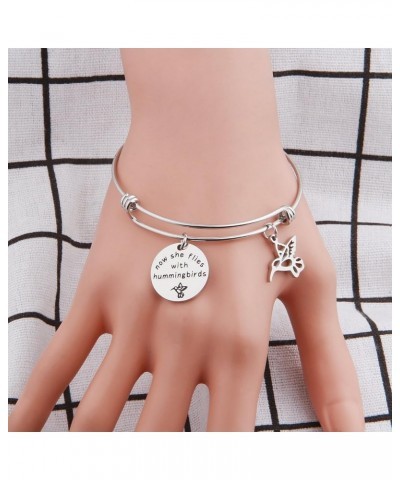 Now She Flies With Hummingbirds Brcelet Hummingbird Memorial Jewelry Sympathy Gift For Her Hummingbirds Bracelet $9.11 Bracelets