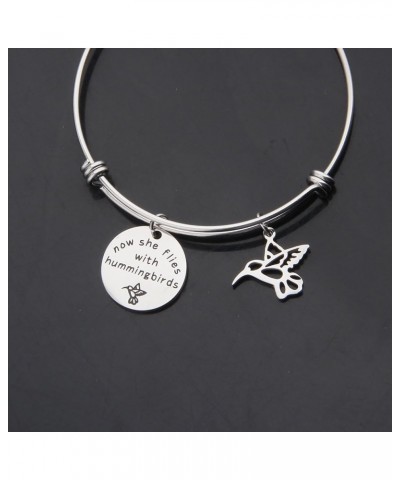 Now She Flies With Hummingbirds Brcelet Hummingbird Memorial Jewelry Sympathy Gift For Her Hummingbirds Bracelet $9.11 Bracelets