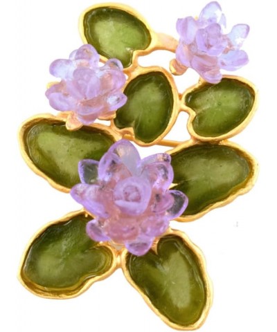 American Handmade Cast Artisan Glass and Gold Plate Water Lily Flower Brooch Pin $43.05 Brooches & Pins