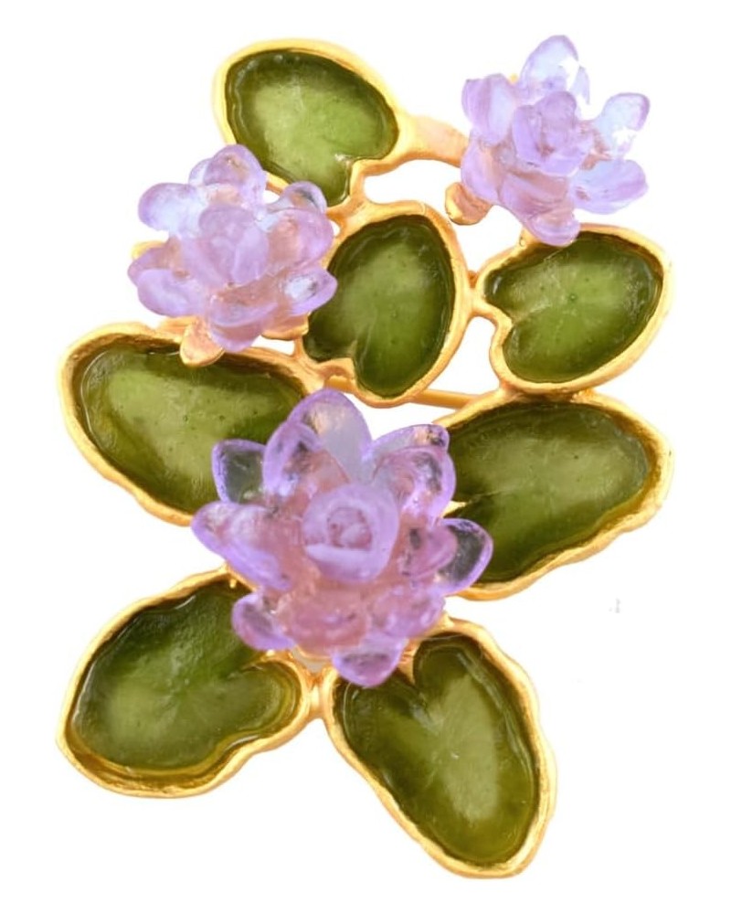 American Handmade Cast Artisan Glass and Gold Plate Water Lily Flower Brooch Pin $43.05 Brooches & Pins