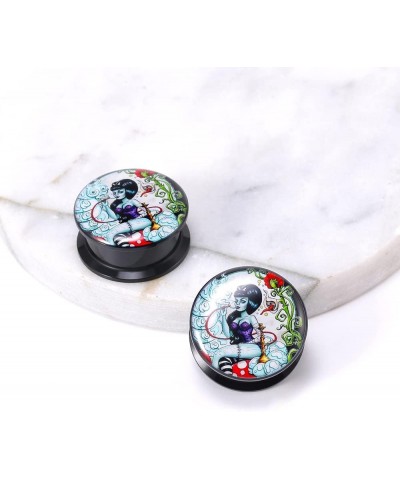 1 Pair Acrylic Solid Screw On Ear Plugs Tunnels Santa Muerte Death Goodness Resin Allergy Free Stretcher For Women Men Body P...