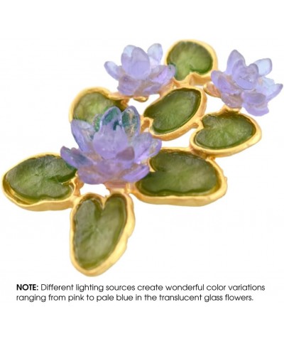 American Handmade Cast Artisan Glass and Gold Plate Water Lily Flower Brooch Pin $43.05 Brooches & Pins