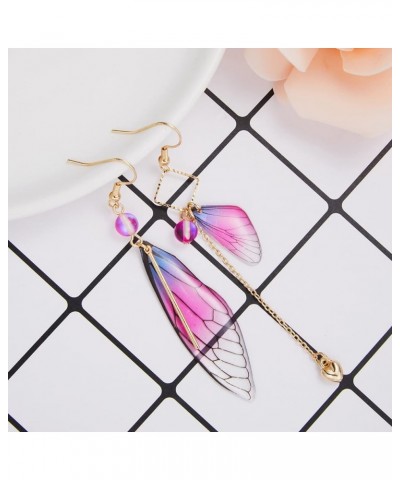 Butterfly Wing Drop Dangle Earrings Gold Plated Crystal Rhinestone for women girls wedding Jewelry Style-1 Purple $7.48 Earrings