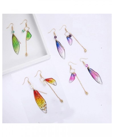 Butterfly Wing Drop Dangle Earrings Gold Plated Crystal Rhinestone for women girls wedding Jewelry Style-1 Purple $7.48 Earrings