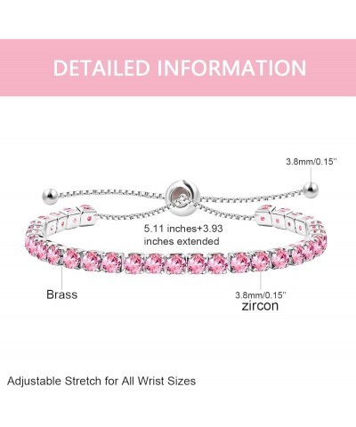 Fashion Adjustable Slider Bolo Clasp Tennis Bracelet for Girls Women Hypoallergenic White Gold Plated Cubic Zirconia Bracelet...