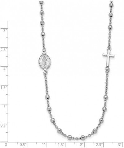 Solid 925 Sterling Silver pl Cross and Virgin Mary Pendant Pray for Us Charm Miracle Medal Necklace Chain 24.5" (Width - 8mm)...