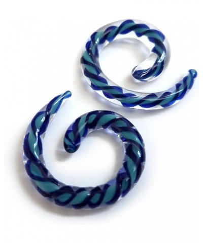 Hand Crafted Glass Gauge Ear Hanging Plug Taper Spiral 3.0 Millimeters Blue Twist 1 $11.00 Body Jewelry