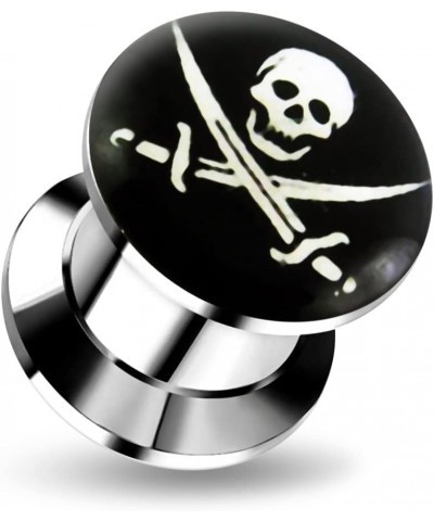 Pirate Skull Logo Internal Threaded 316 Surgical Steel Ear Tunnels - Sold by Piece 6.0 Millimeters $9.99 Body Jewelry