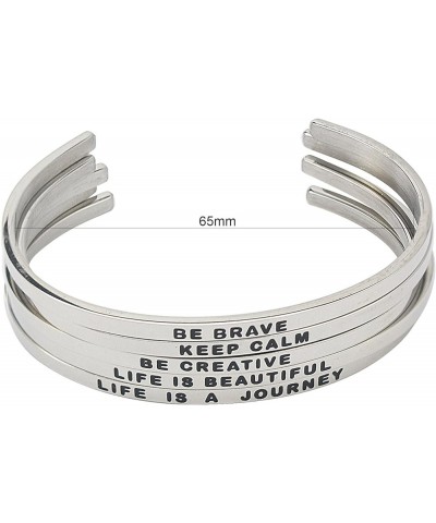 Stainless Steel Silver Inspirational Cuff Bangle Bracelets Engraving Text for Women Ladies 4mm LIFE IS A JOURNEY $9.85 Bracelets