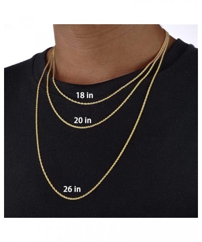 Solid 18K Gold Over 925 Sterling Silver Chain Lobster Clasp Rope Chain Necklace for Women Men Boys, 1.5MM & 2.5MM Shiny & Stu...