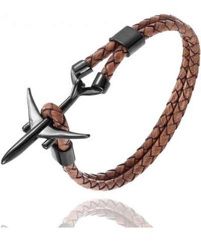 Ramaix Airplane Anchor Bracelet Genuine Multilayer Leather Rope Charm Pilot Jewelry Flight Attendants Fashion Aviator Style f...