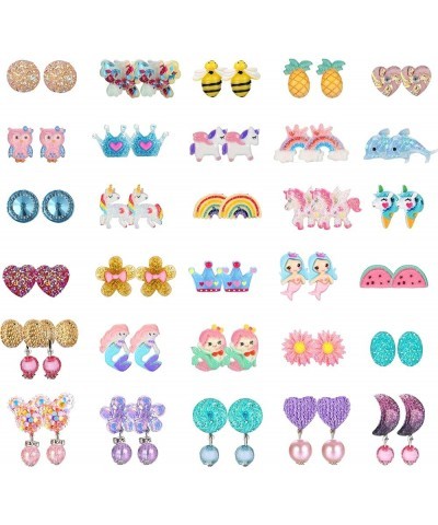 30 Pairs Clip On Earrings for Women Hypoallergenic Clips Earrings for Women Teen Non Piercing Earrings Toy Earrings Princess ...