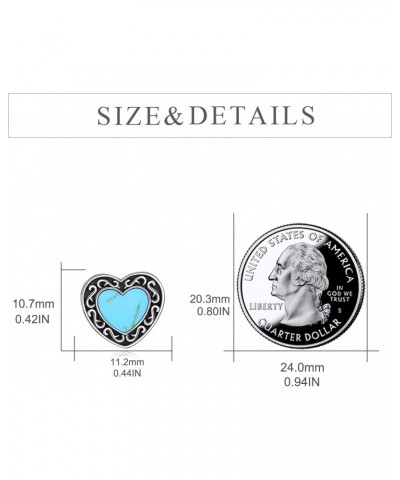 Turquoise Heart Earrings Sterling Silver for Women Filigree Stud Earrings Jewelry $13.24 Earrings