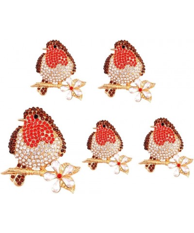 Red Rhinestone Bird Brooch,Red Robin Enamel Broach,Cubic Zirconia Lapel Pins Badges,Bird Pins Cute Dress Accessories Christma...