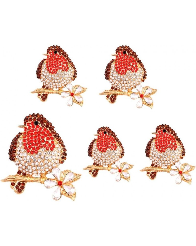 Red Rhinestone Bird Brooch,Red Robin Enamel Broach,Cubic Zirconia Lapel Pins Badges,Bird Pins Cute Dress Accessories Christma...