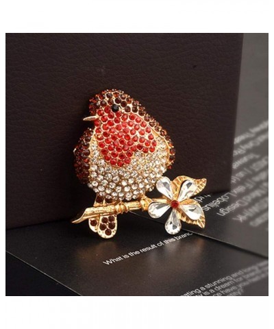 Red Rhinestone Bird Brooch,Red Robin Enamel Broach,Cubic Zirconia Lapel Pins Badges,Bird Pins Cute Dress Accessories Christma...