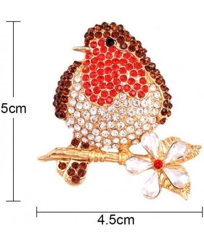 Red Rhinestone Bird Brooch,Red Robin Enamel Broach,Cubic Zirconia Lapel Pins Badges,Bird Pins Cute Dress Accessories Christma...