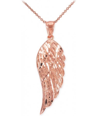 10K Rose Gold Dangling Angel Wing Pendant Necklace Sizes (S-L) with Rolo Chain - Your Choice of Chain Lengths 22.0 Inches 2.3...