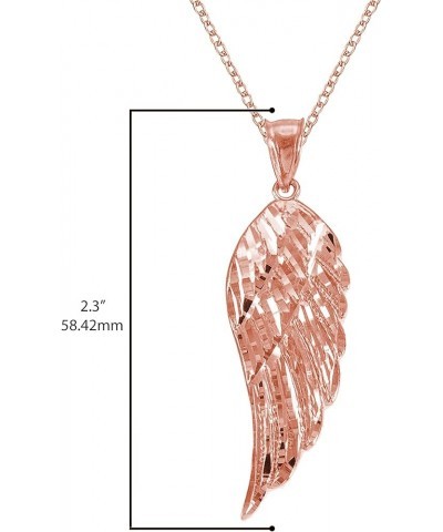 10K Rose Gold Dangling Angel Wing Pendant Necklace Sizes (S-L) with Rolo Chain - Your Choice of Chain Lengths 22.0 Inches 2.3...