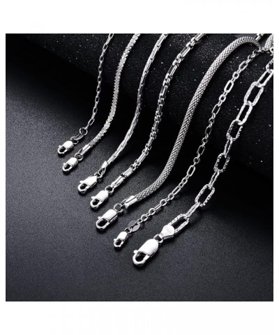 Solid 925 Sterling Silver Paperclip Chain/Byzantine Chain/Round Bead Ball Chain/Cable Chain/Mesh Chain/Round Box Chain Anklet...