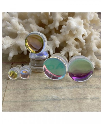 Pair of Aurora Borealis Single Flare Glass Plugs (PG-574) $10.72 Body Jewelry