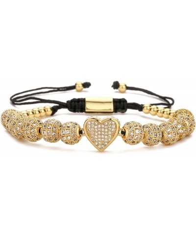 Micropaved Zirconia Gold Crown Diamond Ball Hand Braided Rope Retractable Bracelet Beads 8mm drill ball + small crown $14.00 ...