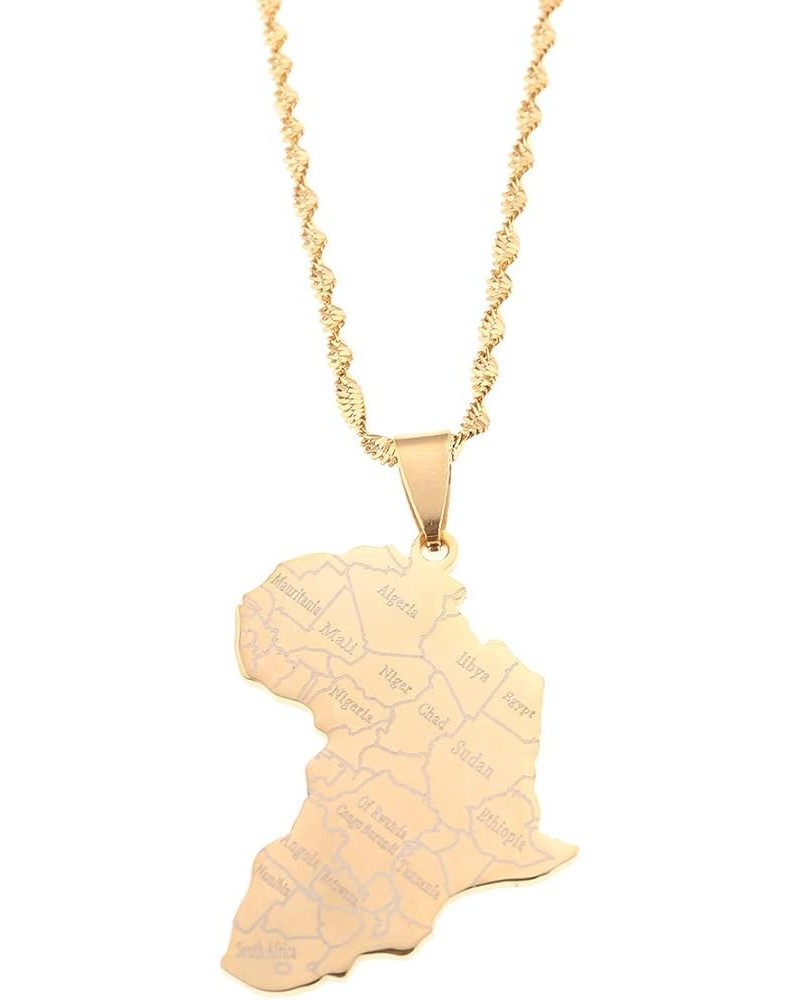 Stainless Steel Map of Africa Country Pendant Necklace Men Women Hip Hop African Jewelry Gold Color $8.05 Pendants