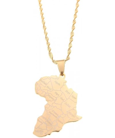 Stainless Steel Map of Africa Country Pendant Necklace Men Women Hip Hop African Jewelry Gold Color $8.05 Pendants