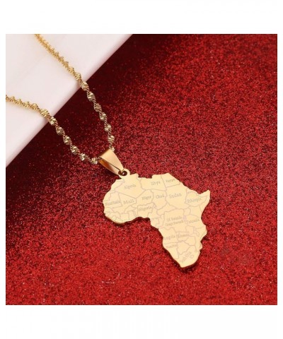 Stainless Steel Map of Africa Country Pendant Necklace Men Women Hip Hop African Jewelry Gold Color $8.05 Pendants