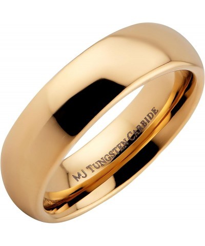 Custom Engraved Gold Plated Tungsten Carbide Wedding Band Classic Half Dome. 2mm-10mm Widths Available. Some Rings Feature a ...