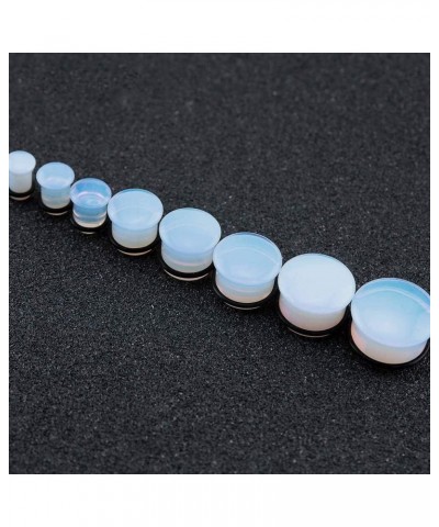 Single Flare Clear Opalite Moonstone Ear Plugs and Tunnels with O-Ring Stretcher Expander Pair 0g(8mm) $8.99 Body Jewelry