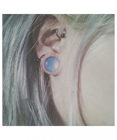 Single Flare Clear Opalite Moonstone Ear Plugs and Tunnels with O-Ring Stretcher Expander Pair 0g(8mm) $8.99 Body Jewelry