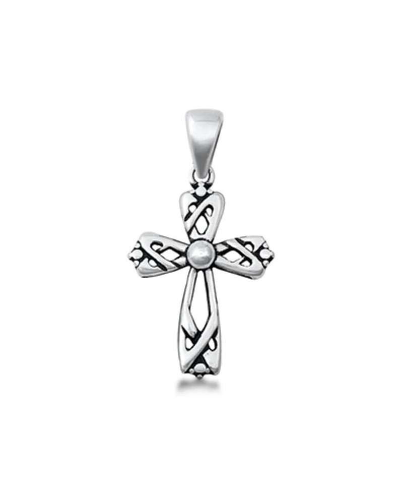 Twisted Celtic Knot Cross Pendant .925 Sterling Silver Overlapping Braided Charm $10.07 Pendants