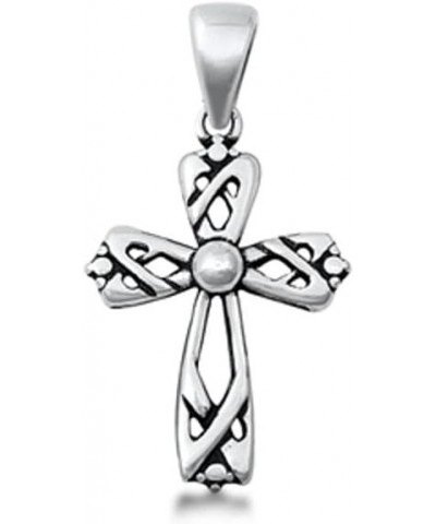 Twisted Celtic Knot Cross Pendant .925 Sterling Silver Overlapping Braided Charm $10.07 Pendants