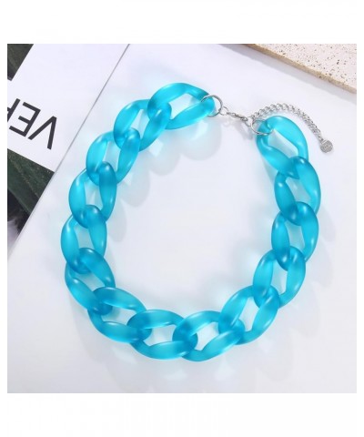 Chunky Acrylic Necklace Smooth Chain Link Cool Statement Choker Cuban Style Jewelry Gift for Women Girls Blue matte $10.59 Ne...